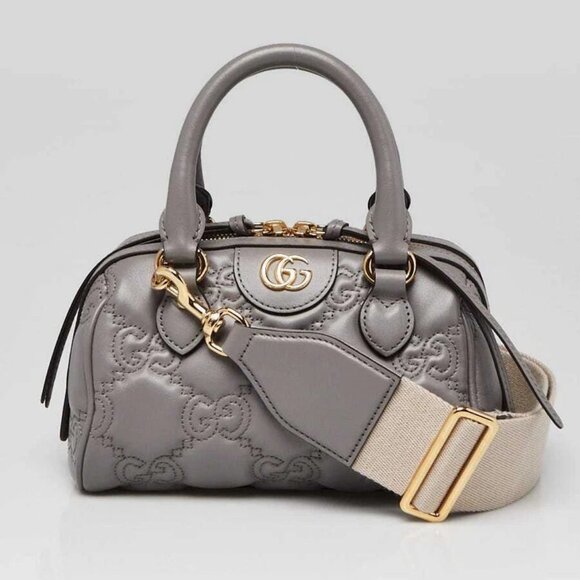 Gucci Grey GG Stitched Leather Matelassè Mini Bag - Picture 1 of 11